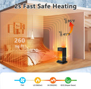 1500W Fast Heating Heater with Sensor/Humidifier/3D Flame Effect